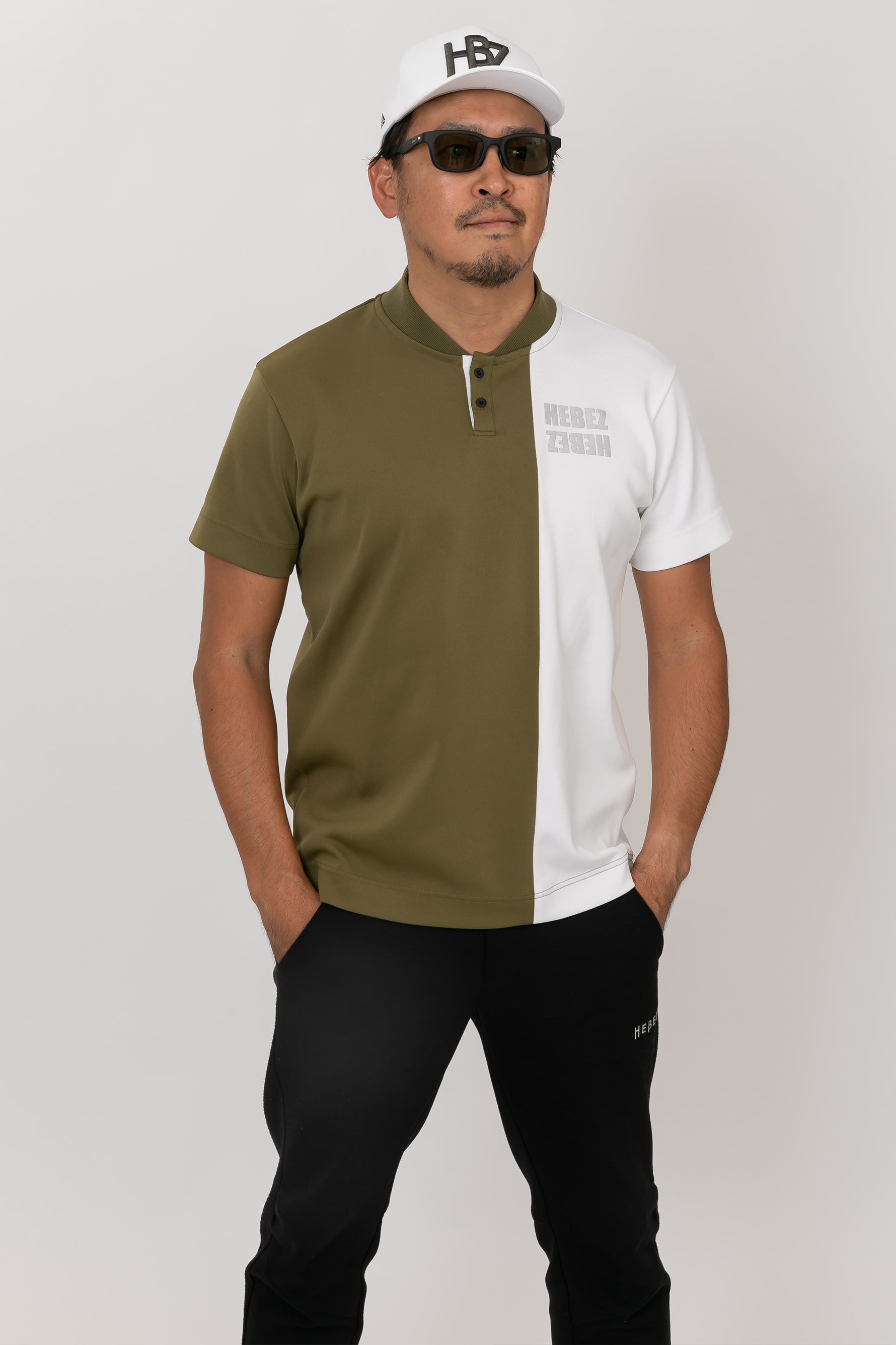 【50%OFF】ハーフバイカラーラウンドネックポロHBCA-11-1