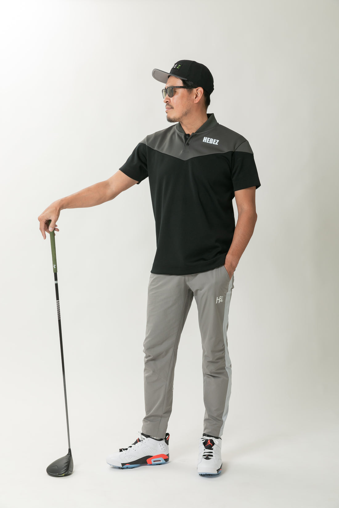 【50%OFF】メタプリントバイカラーラウンドネックポロ