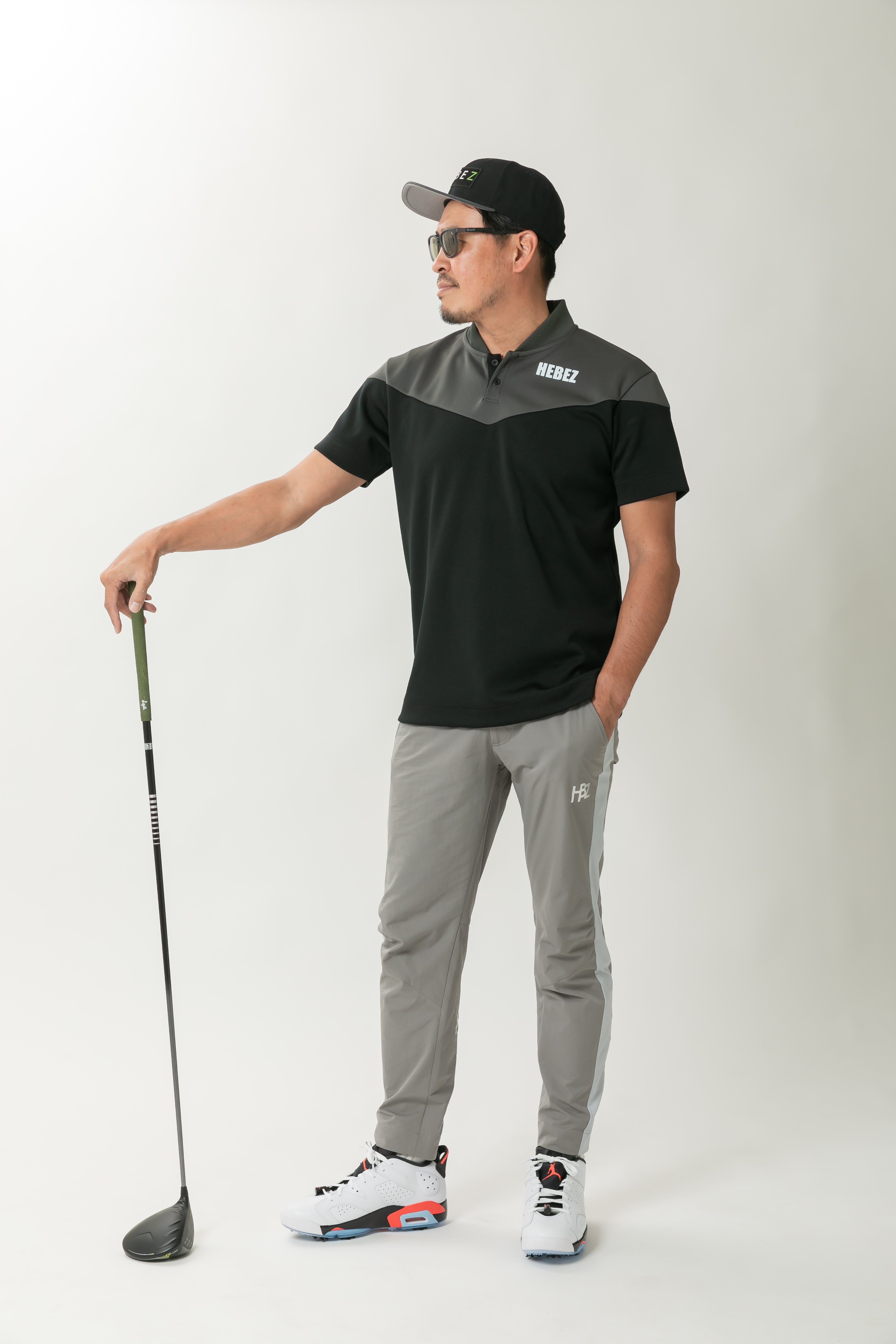 【50%OFF】メタプリントバイカラーラウンドネックポロ